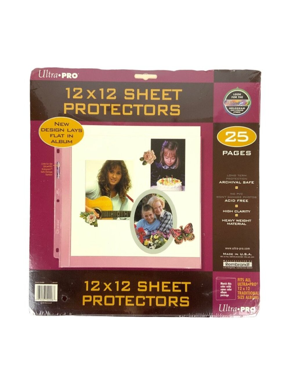 Rembrandt Ultra Pro 12x12 Sheet Protectors Pack Of 25 Archival Safe Acid-Free